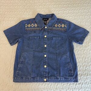 Vintage Denim & Co Embroidered Detail Women’s Denim Top